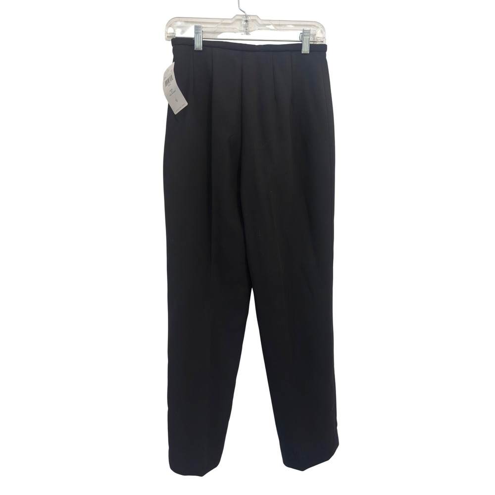 Dana Buchman Dress Pants Vintage 90s Black 100% Wool Lined Straight Leg Size 6
